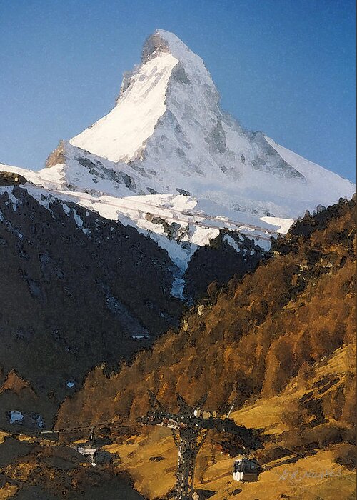 Matterhorn Greeting Card featuring the digital art Matterhorn by Gary Hughes