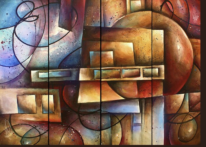 Abstract Greeting Card featuring the painting 'Matters of Perception' by Michael Lang