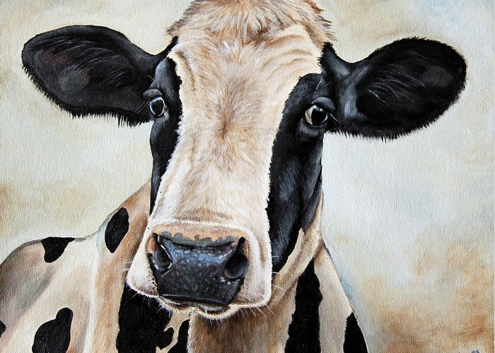 Cow Greeting Card featuring the painting Maude by Laura Carey
