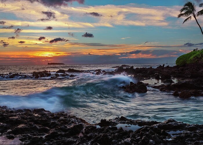 Beach Greeting Card featuring the photograph Maui Sunset at Secret Beach by John Hight