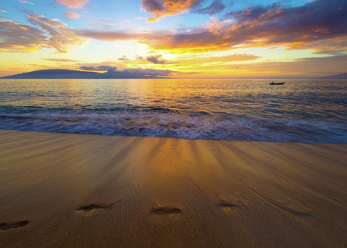 Beach Greeting Card featuring the photograph Maui Sunset by Christopher Johnson