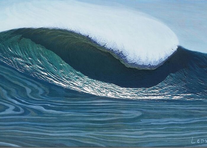 Seascape Greeting Card featuring the relief Mavericks by Nathan Ledyard