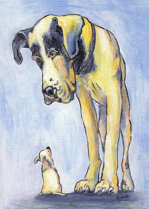  Greeting Card featuring the painting Max and Dixie by Robin Wiesneth