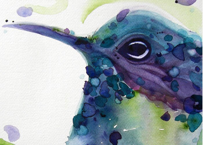 Hummingbird Watercolor Greeting Card featuring the painting Max by Dawn Derman