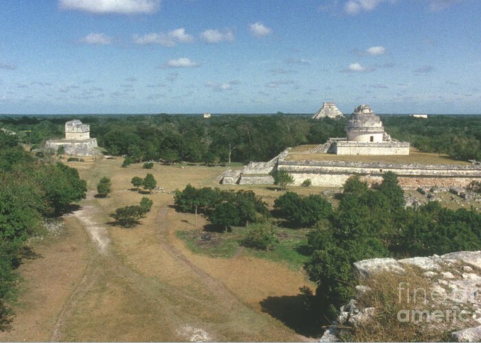 Ancient Greeting Card featuring the photograph Mayan Observatory, Mexico by Granger