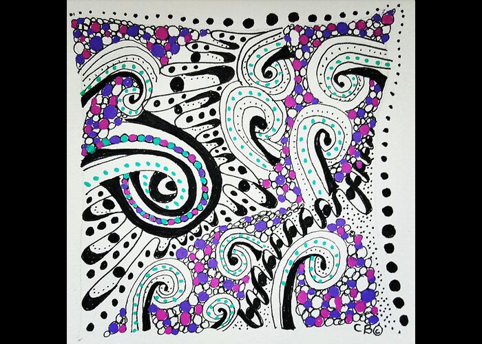 Zentangle Greeting Card featuring the drawing Maze by Carole Brecht