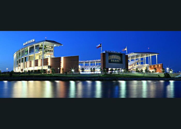 #baylornation Greeting Card featuring the photograph McLane Stadium Panoramic by Stephen Stookey