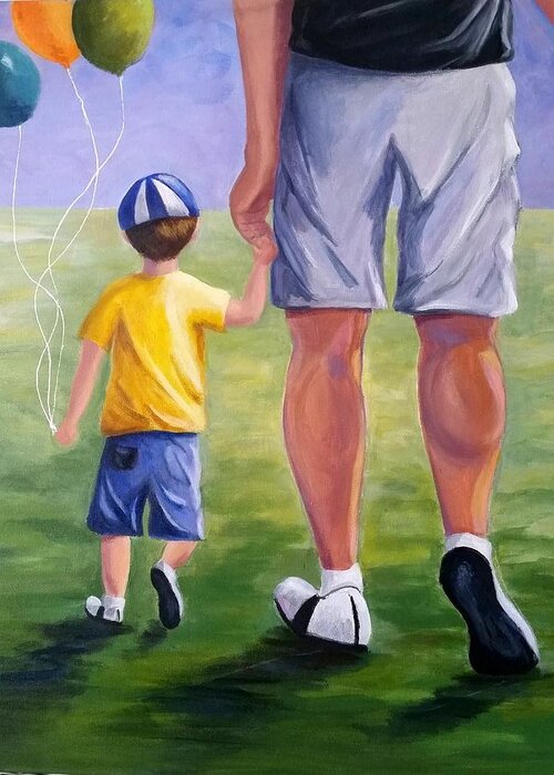 Father Greeting Card featuring the painting Me and my Dad by Rosie Sherman