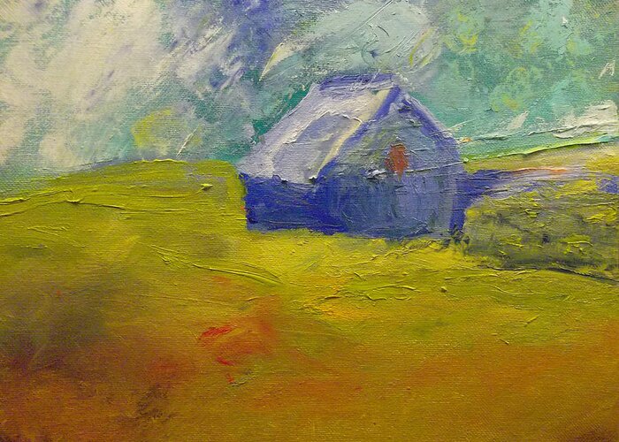 Field Greeting Card featuring the painting Meadow Blue by Susan Esbensen
