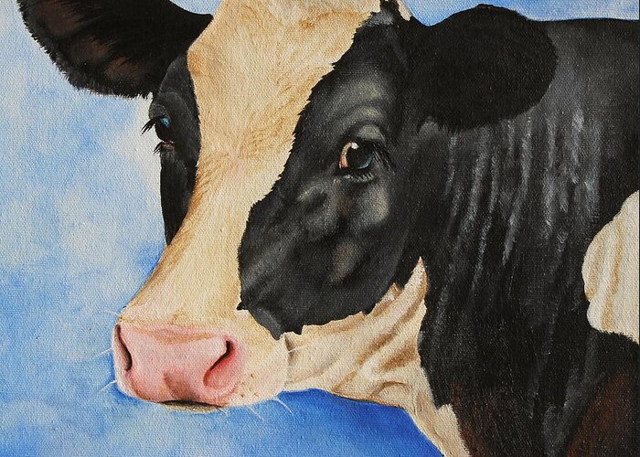 Cow Greeting Card featuring the painting Meadow by Laura Carey