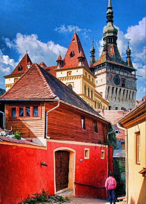 Romania Greeting Card featuring the photograph Medieval Sighisoara by Dennis Cox
