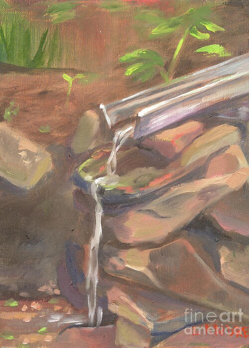 Water Greeting Card featuring the painting Meditation Falls by Lilibeth Andre