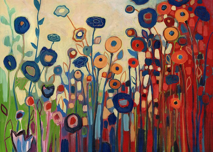 Abstract Greeting Card featuring the painting Meet Me in My Garden Dreams by Jennifer Lommers