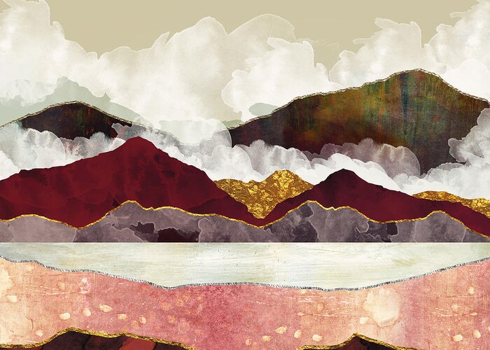 Mountains Greeting Card featuring the digital art Melon Mountains by Katherine Smit