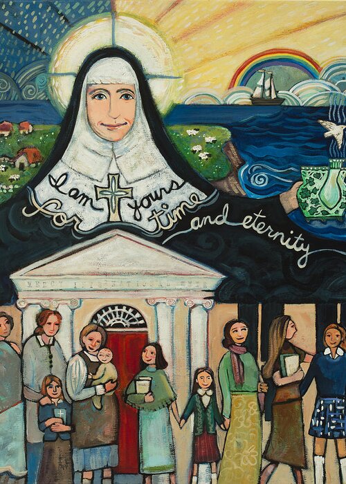 Jen Norton Greeting Card featuring the painting Mercy Foundress Catherine McAuley by Jen Norton