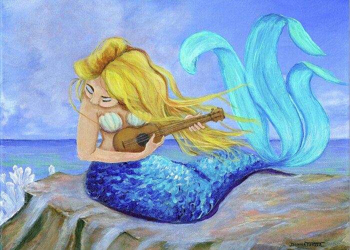 Mermaid Greeting Card featuring the painting Mermaid Song by Donna Tucker