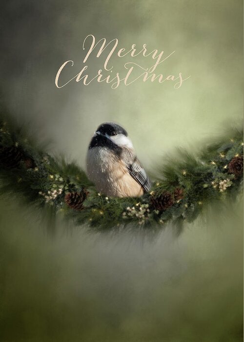 Song Bird Greeting Card featuring the photograph Merry Christmas Chicadee 1 by Cathy Kovarik