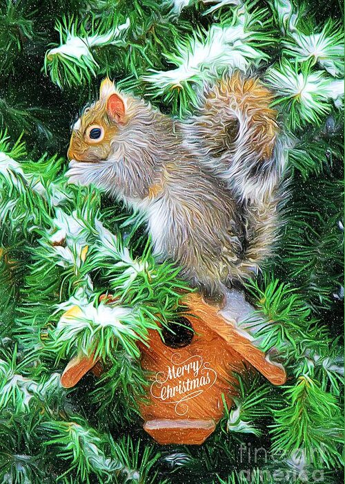 Squirrel Greeting Card featuring the photograph Merry Christmas Squirrel by Tina LeCour
