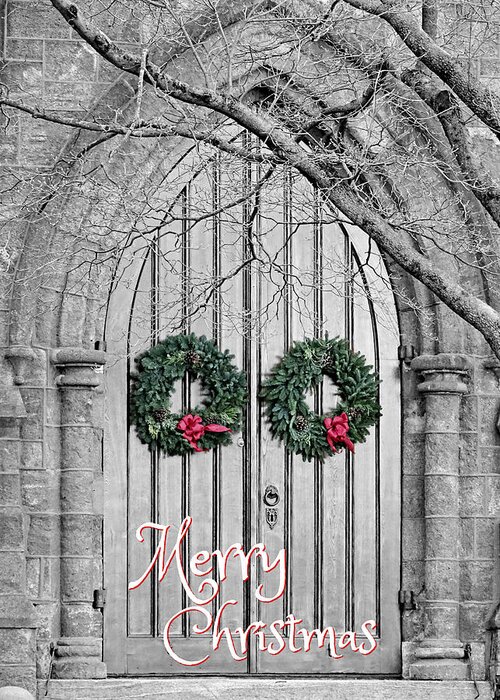 Merry Christmas Wreaths Card Greeting Card featuring the photograph Merry Christmas Wreaths Card by Dark Whimsy