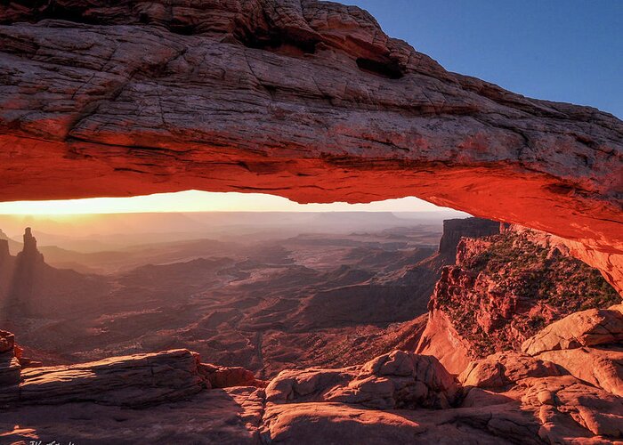 Mesa Arch Greeting Card featuring the photograph Mesa Arch at Sunrise 2, Canyonlands National Park, Utah by Tim Kathka