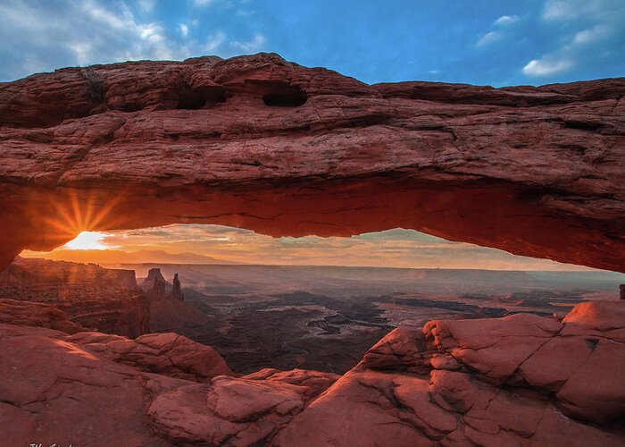 Mesa Arch Greeting Card featuring the photograph Mesa Arch at Sunrise 3, Canyonlands National Park, Utah by Tim Kathka