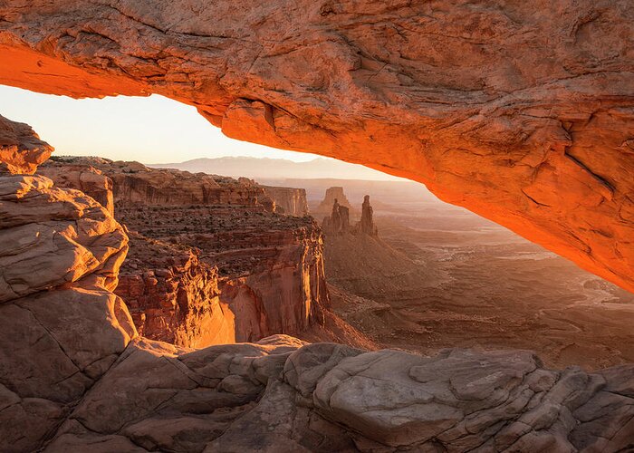Mesa Arch Sunrise Canyonlands National Park Moab Utah Greeting Card featuring the photograph Mesa Arch Sunrise 5 - Canyonlands National Park - Moab Utah by Brian Harig