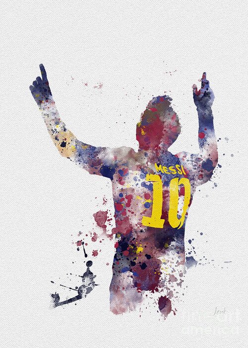 Messi Greeting Card featuring the mixed media Messi by My Inspiration