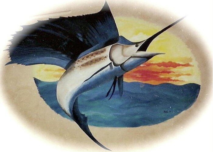 Mexico Greeting Card featuring the painting Mexican Marlin Mural by Leizel Grant