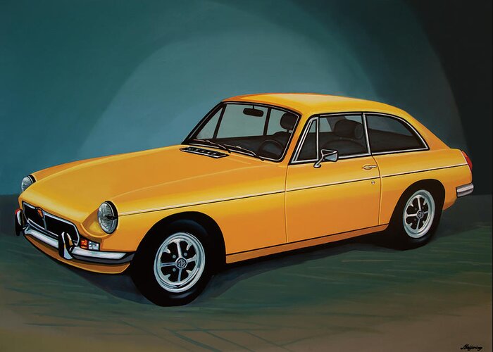 Mgb Gt Greeting Card featuring the painting MGB GT 1966 Painting by Paul Meijering