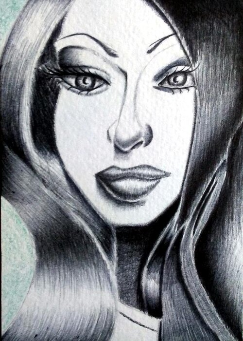 Black Art Greeting Card featuring the drawing Mi Ruca by Donald Cnote Hooker