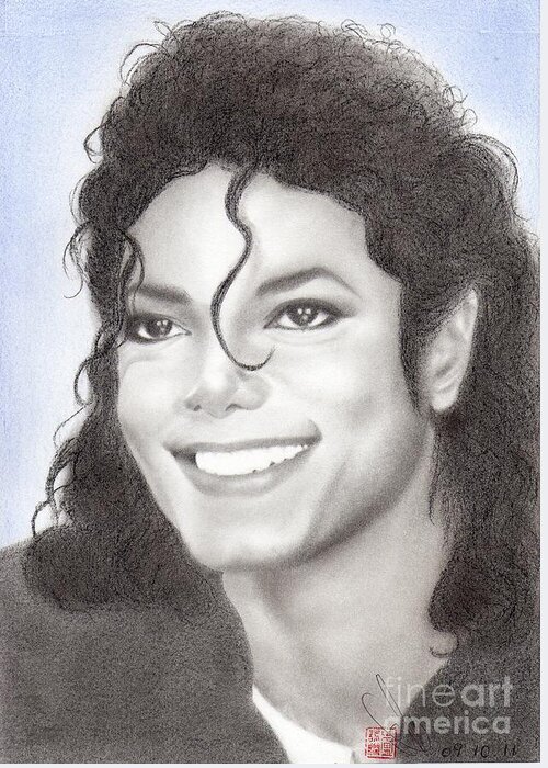 Greeting Cards Greeting Card featuring the drawing Michael Jackson #Nineteen by Eliza Lo