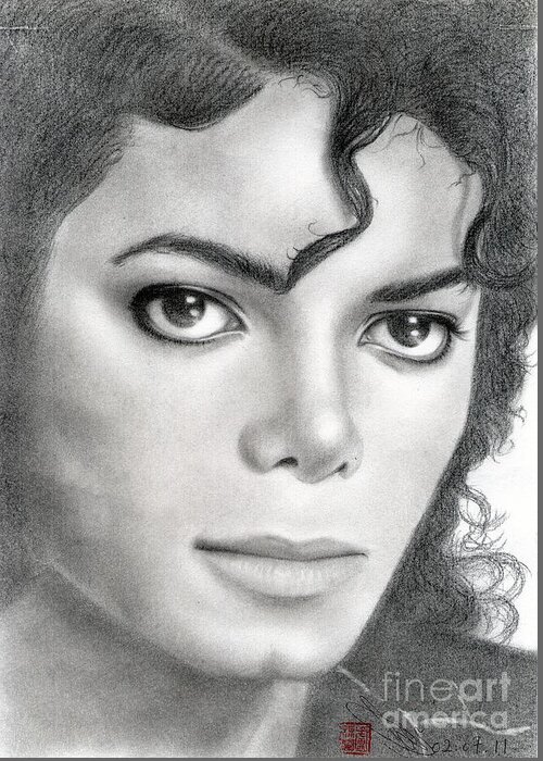 Greeting Cards Greeting Card featuring the drawing Michael Jackson #Twenty by Eliza Lo
