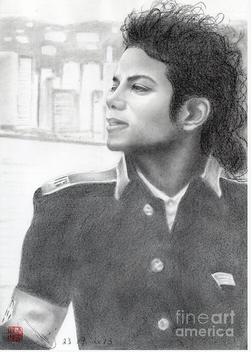 Greeting Cards Greeting Card featuring the drawing Michael Jackson #Twenty-two by Eliza Lo