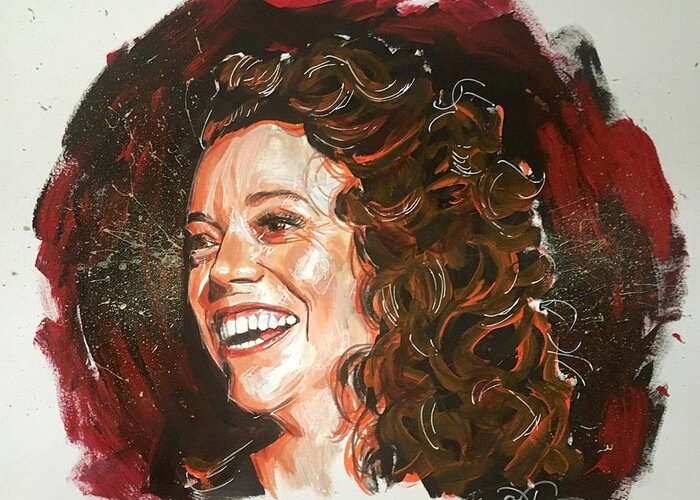 Michelle Wolf Greeting Card featuring the painting Michelle Wolf by Joel Tesch