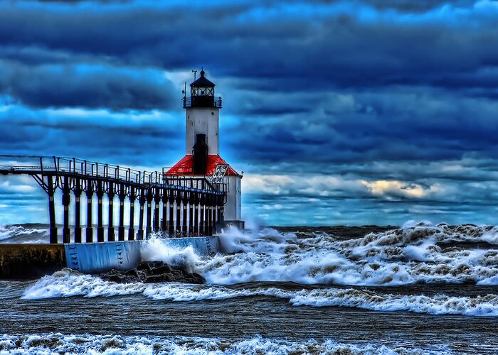 Lighthouse Greeting Card featuring the photograph Michigan City Lighthouse by Scott Wood