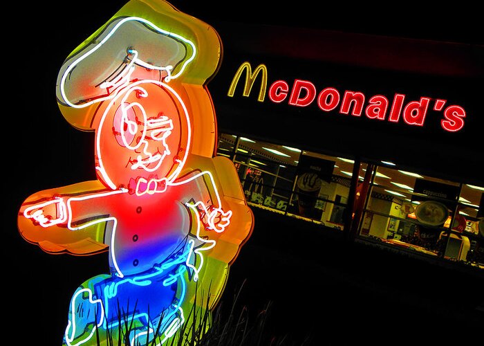 Neon Greeting Card featuring the photograph Mickey D's by Elizabeth Hoskinson