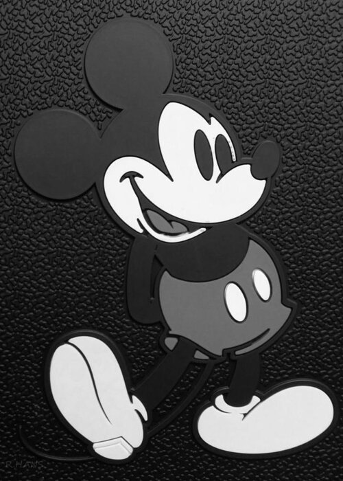 Mickey Mouse Greeting Card featuring the photograph Mickey Mat B W by Rob Hans