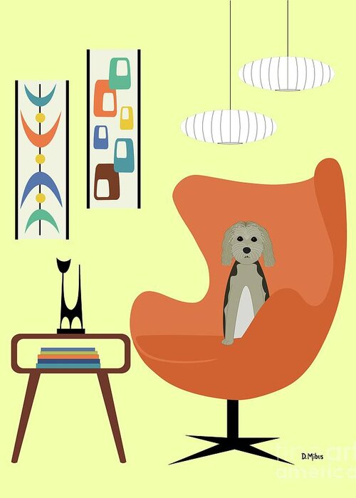 Mid Century Modern Dog Greeting Card featuring the digital art Mid Century Modern Dogs 3 by Donna Mibus