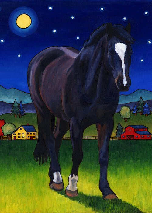 Horse Greeting Card featuring the painting Midnight Horse by Stacey Neumiller