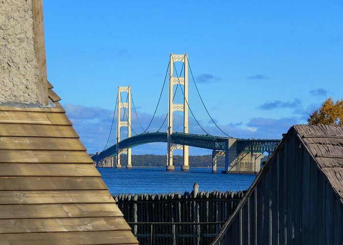 Mackinac Greeting Card featuring the photograph Mighty Mac from Michilimackinac by Keith Stokes