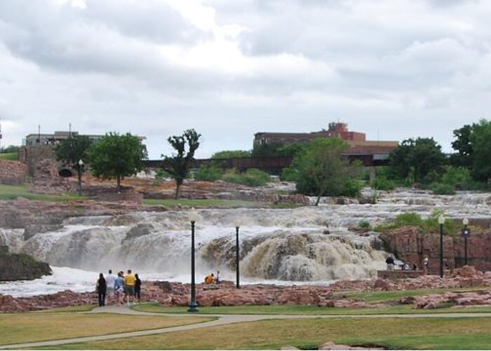 Sioux Falls Greeting Card featuring the photograph Mighty Sioux Falls by Judy Hall-Folde