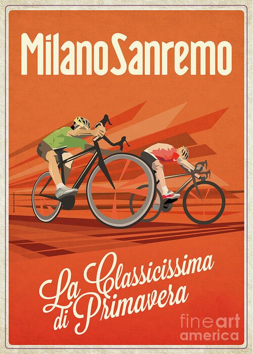 Cycling Greeting Card featuring the digital art Milan San Remo by Sassan Filsoof