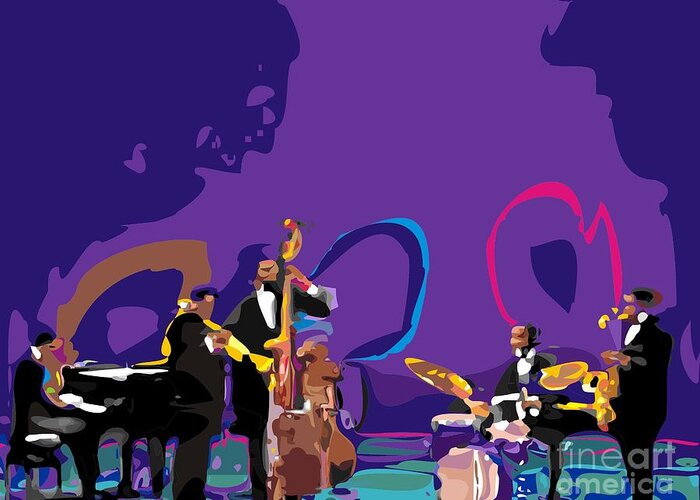 Portraits Greeting Card featuring the digital art The Miles Davis Quintet by Walter Neal