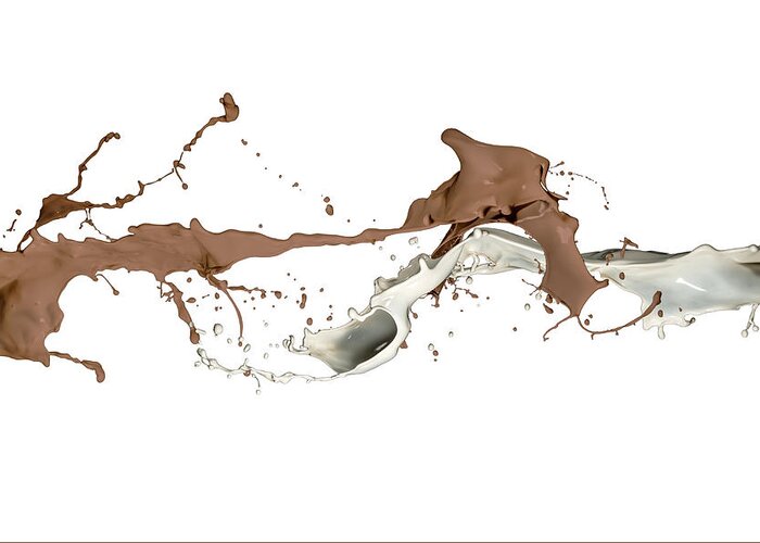 Abstract Greeting Card featuring the photograph Milk and Liquid Chocolate Splash by Andy Astbury