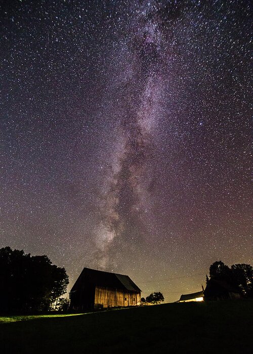 Barn Greeting Card featuring the photograph Milky Way and Barn by Tim Kirchoff
