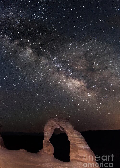 Arch Greeting Card featuring the photograph Milky Way behind Delicate Arch by Ben Adkison
