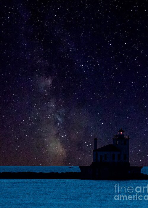 Art Greeting Card featuring the photograph Milky Way Lighthouse by Phil Spitze