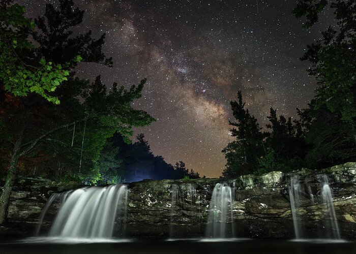 Travel Greeting Card featuring the photograph Milky Way over Falling Waters by Eilish Palmer