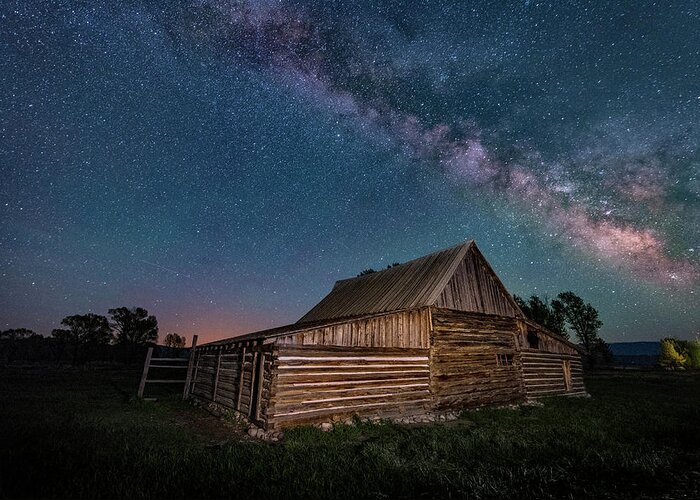 Mormon Row Greeting Card featuring the photograph Milky Way Over Moulton Barn by Michael Ash