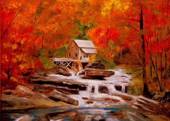 Mill Greeting Card featuring the painting Mill Creek by Phil Burton